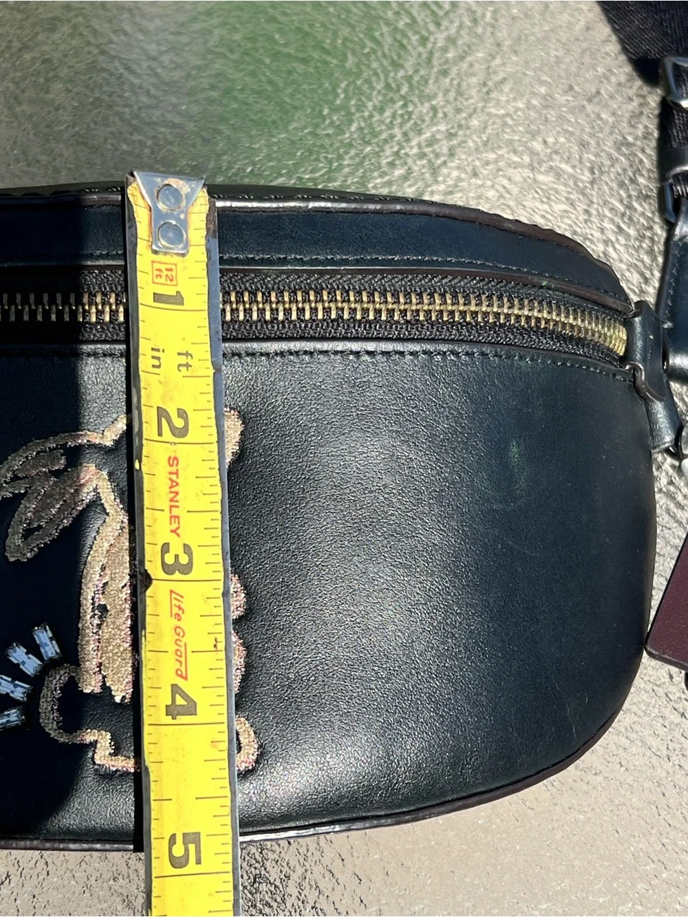 Coach X Selena Gomez Black Leather Belt Crossbody Bag with Embroidered Bunny
